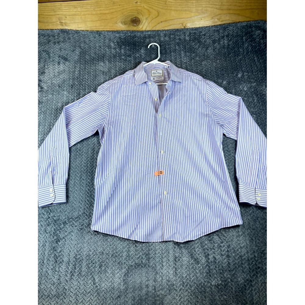 Brooks Brothers Thomas Mason Dress Shirt Mens 16.5-35 White Striped Button Up
